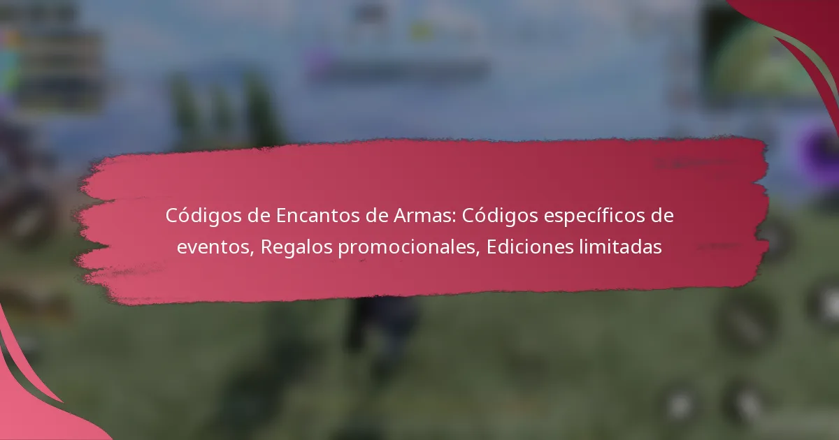 Códigos de Encantos de Armas: Códigos específicos de eventos, Regalos promocionales, Ediciones limitadas