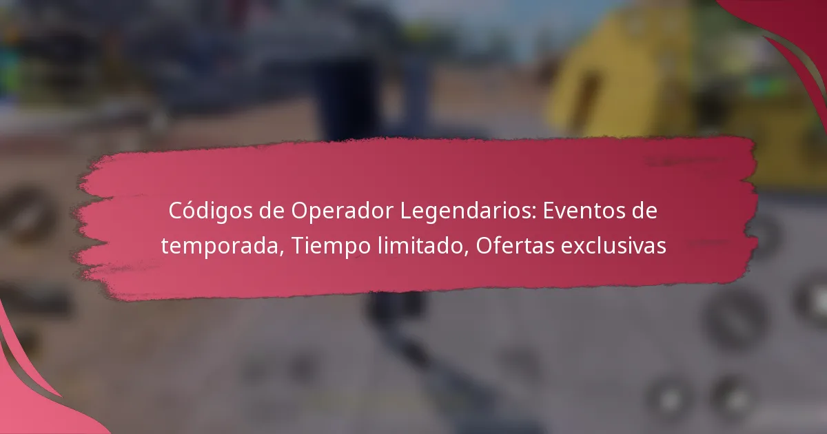 Códigos de Operador Legendarios: Eventos de temporada, Tiempo limitado, Ofertas exclusivas